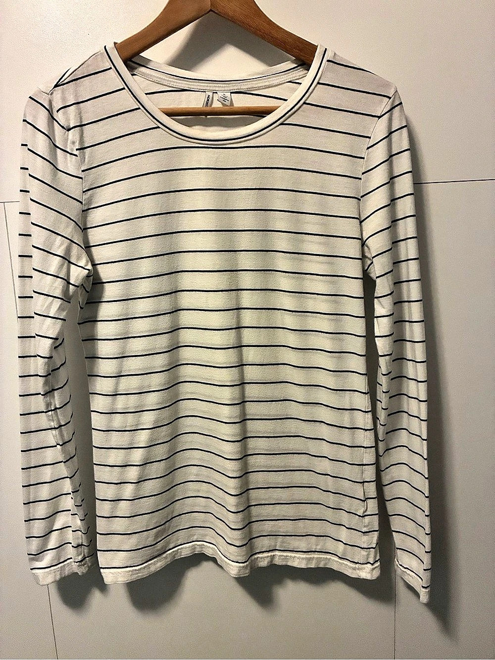 Nordstrom Long Sleeve Striped Tee White & Black Medium